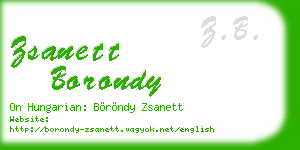 zsanett borondy business card